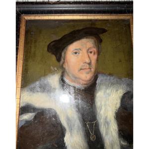 Huile sur cuivre, Jean d’Albon de St André. Copie XVIII éme d’un tableau de Corneille de Lyon.