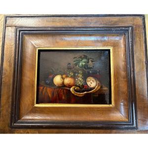Oil On Copper, Still Life, Holland, 19th Century, In The Style Of The 17th Century.