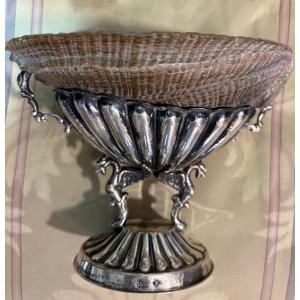 Cup In Solid Silver, With A Shell In Mother Of Park Sticked On It