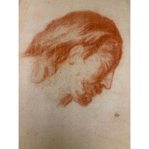 Dessin à la sanguine, tête du Christ, XVIII éme siècle. France.