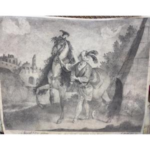 Black Chalk Drawing, Dated 1822, “the Persian Horse.”