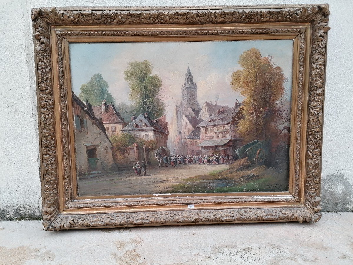 Animated Village Scene Painting