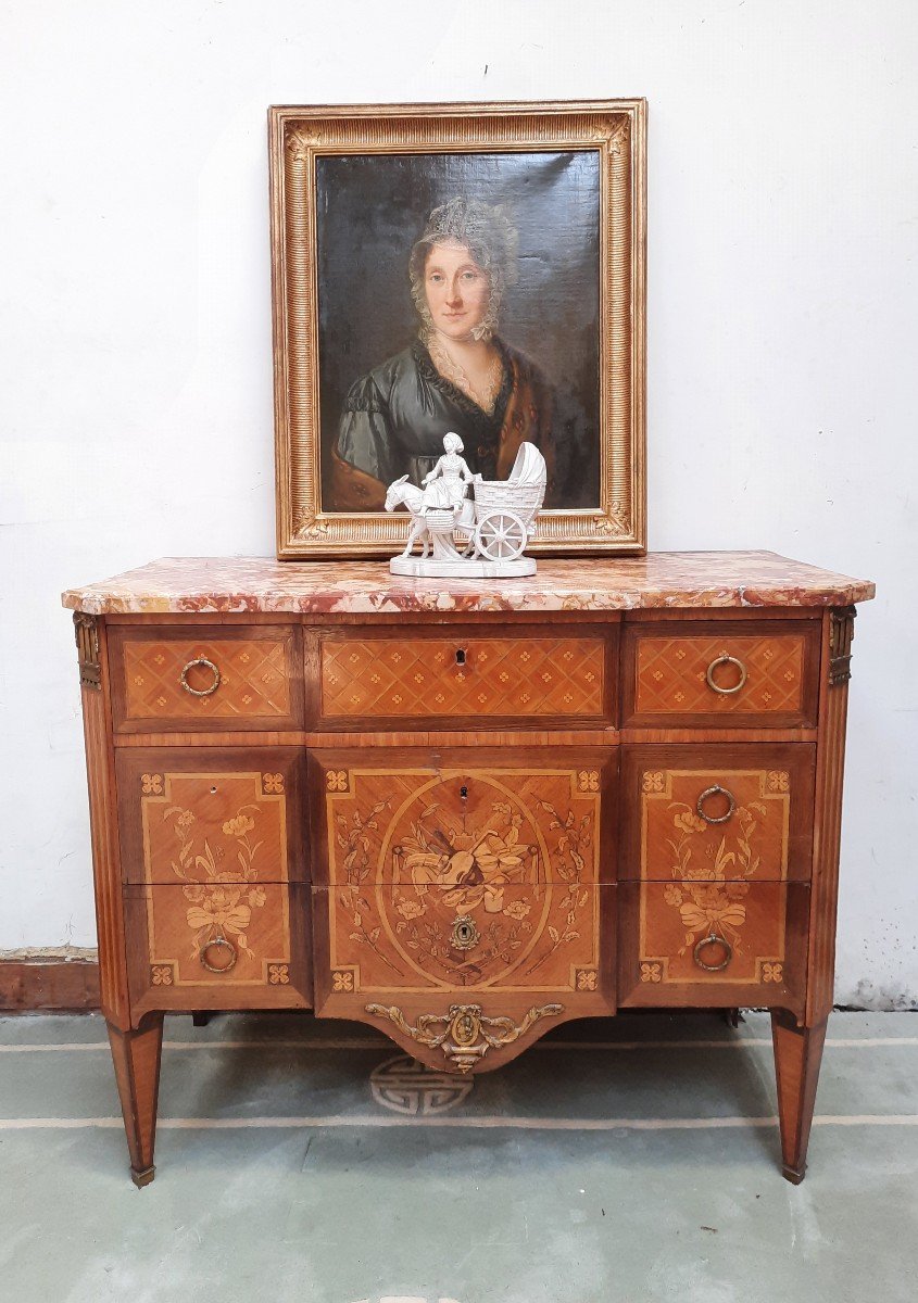 Louis XVI Style Chest Of Drawers In XIXth Century Marquetry