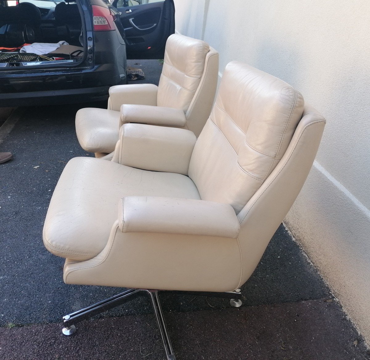 Lot De 2 Fauteuils En Cuir-photo-4