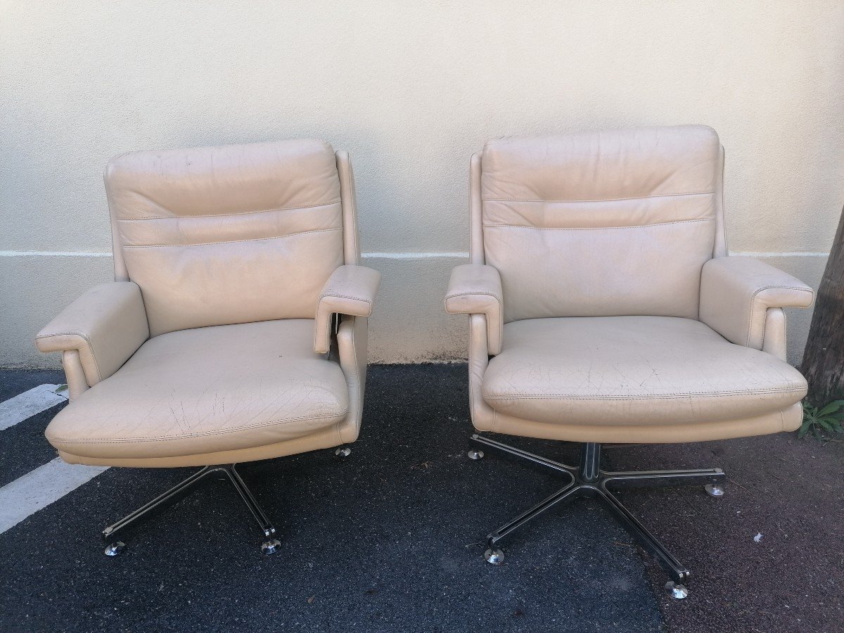 Lot De 2 Fauteuils En Cuir-photo-1