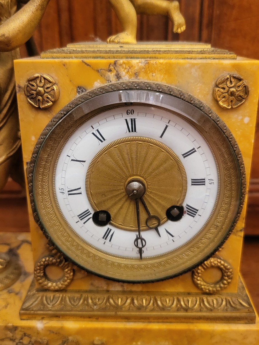 Bronze And Marble Clock And Candlesticks-photo-2