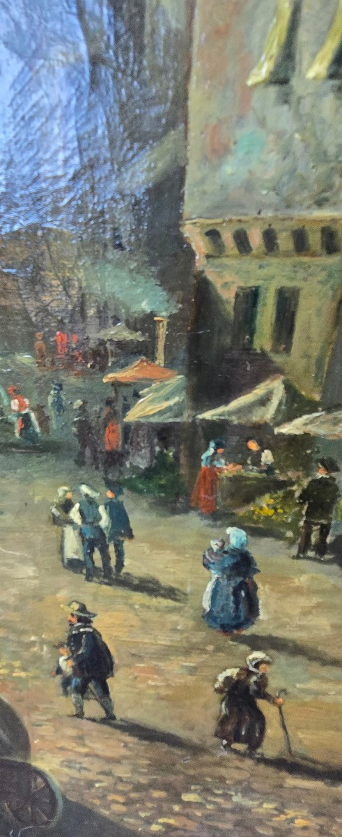 Oil On Canvas Depicting A Village-photo-4