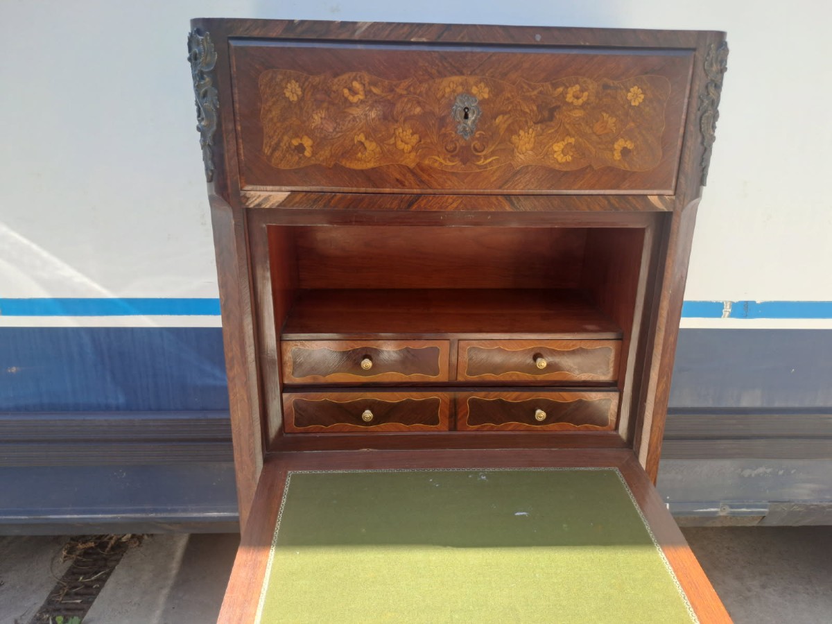 Meuble secretaire en marqueterie à fleurs  Napoleon III-photo-3