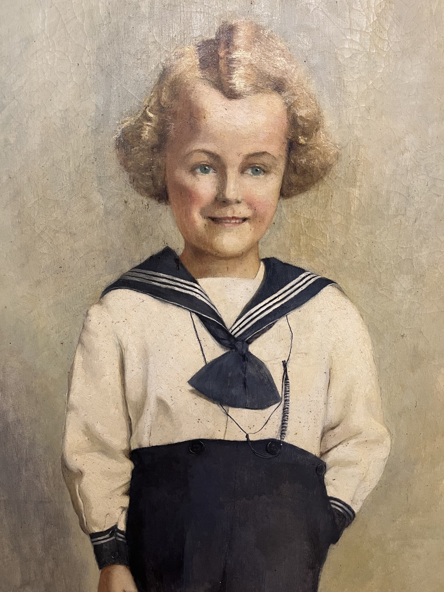 Large Portrait Of A Young Girl 20th Century-photo-3