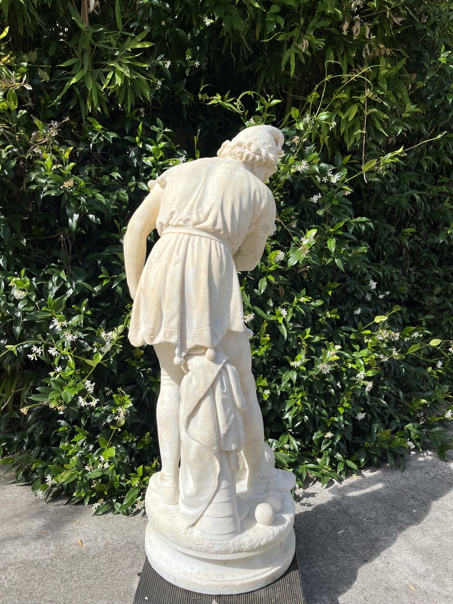Sculpture en marbre ‘l’arlequin et son chien’-photo-7