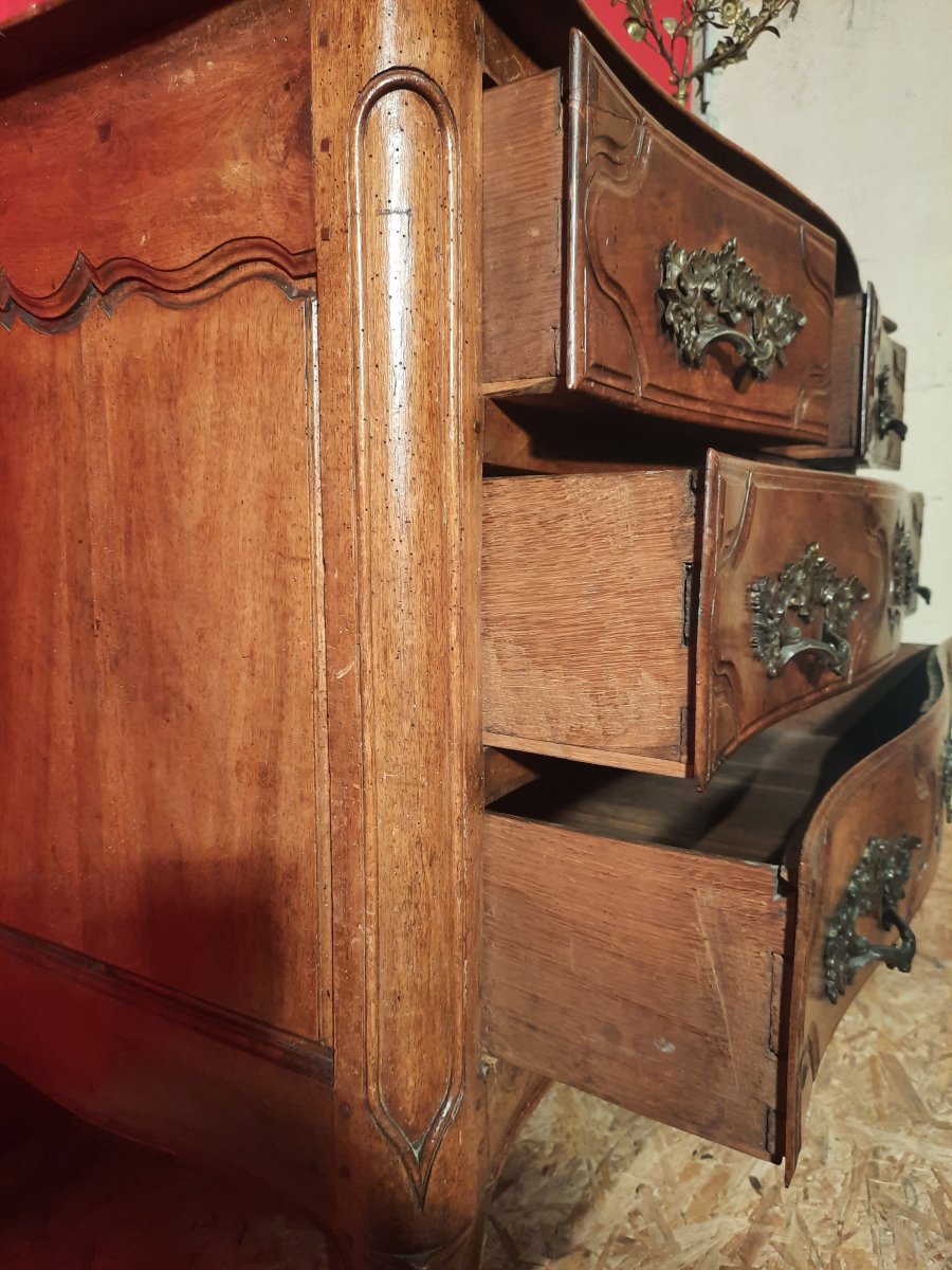 Commode d'époque Louis.XV en noyer.-photo-2