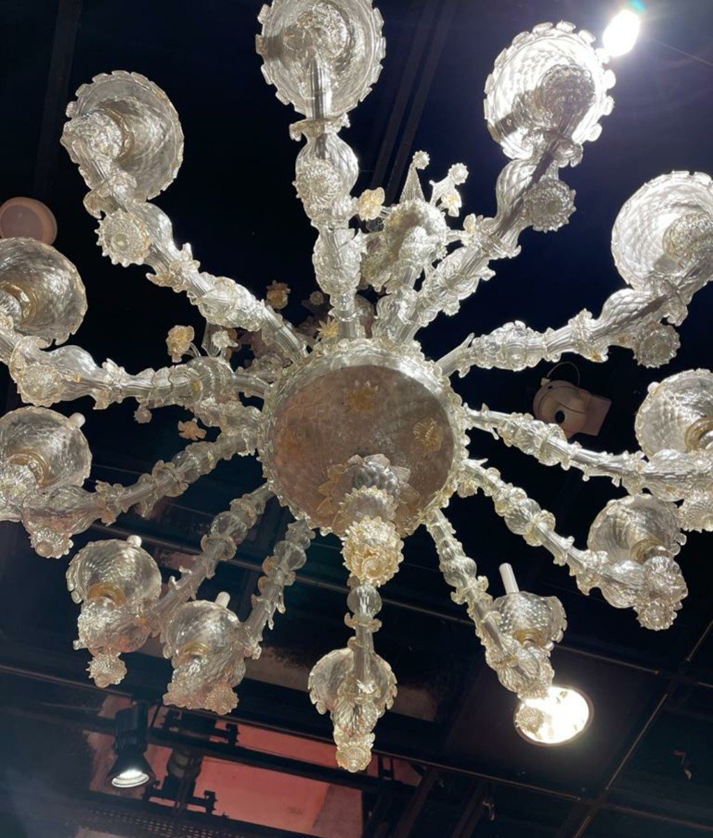 Large Murano Chandelier With 12 Arms Of Lights.-photo-1