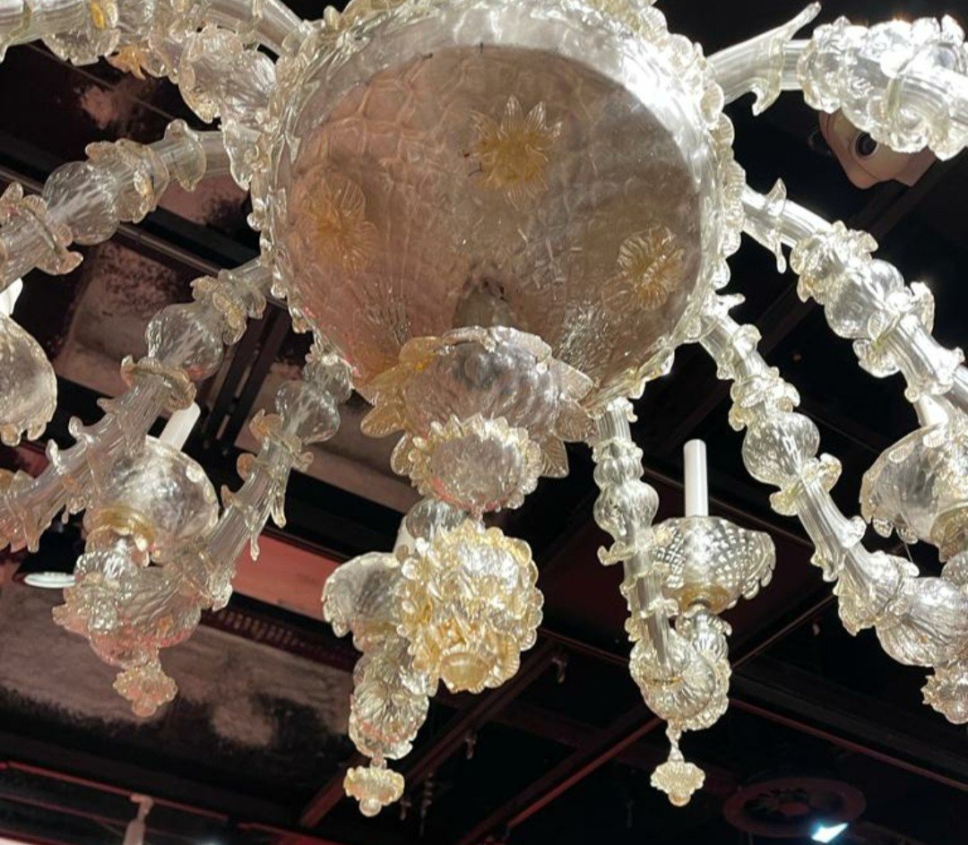 Large Murano Chandelier With 12 Arms Of Lights.-photo-2