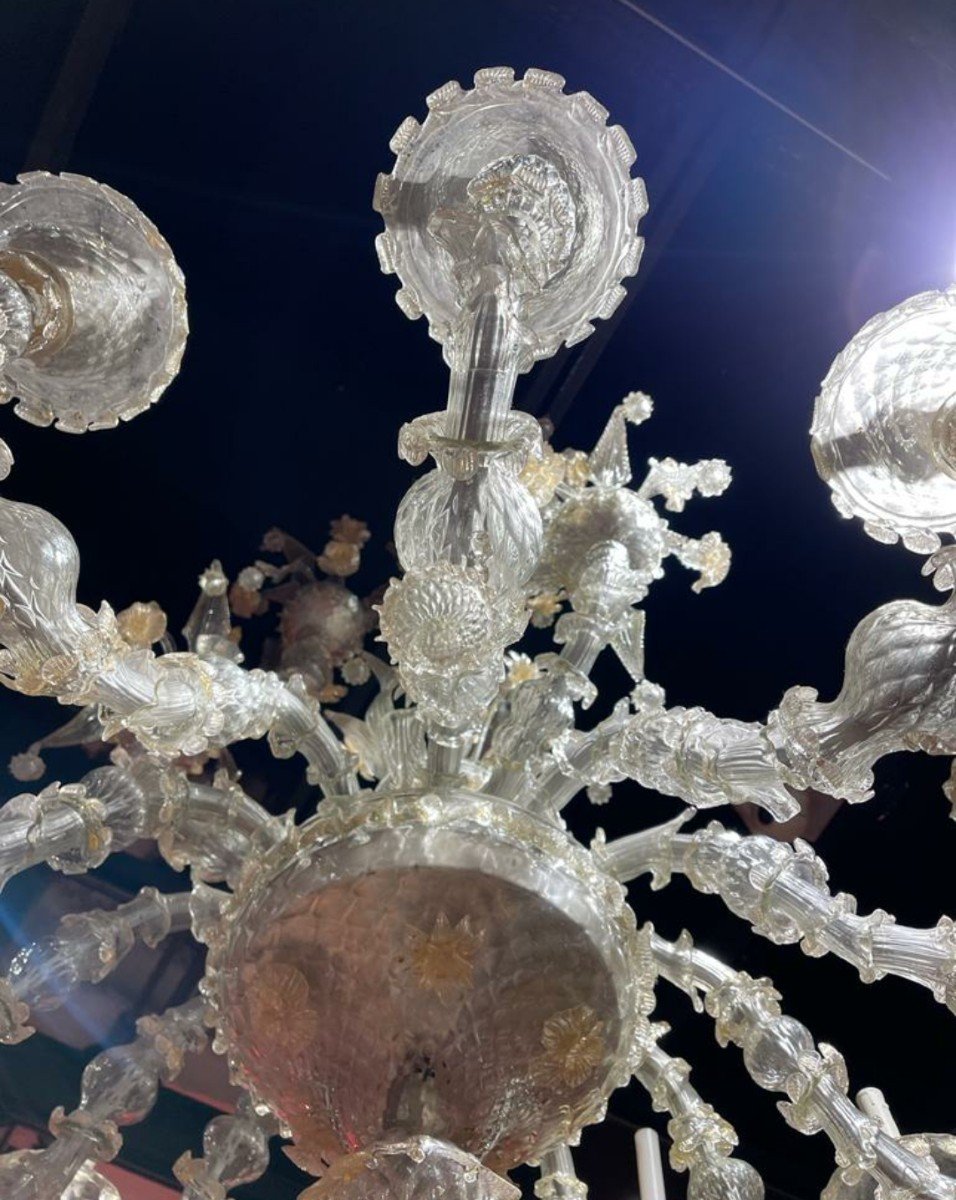 Large Murano Chandelier With 12 Arms Of Lights.-photo-3