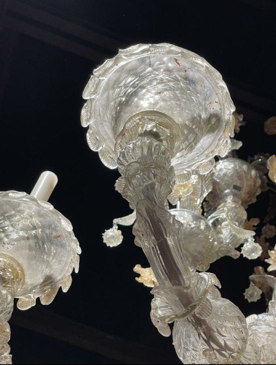 Large Murano Chandelier With 12 Arms Of Lights.-photo-4