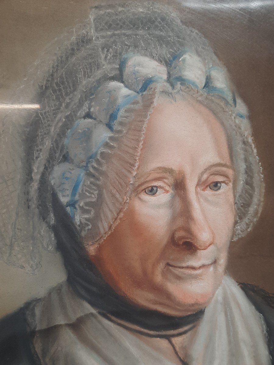 Portrait de femme âgée d'époque fin XVIIIème -photo-1
