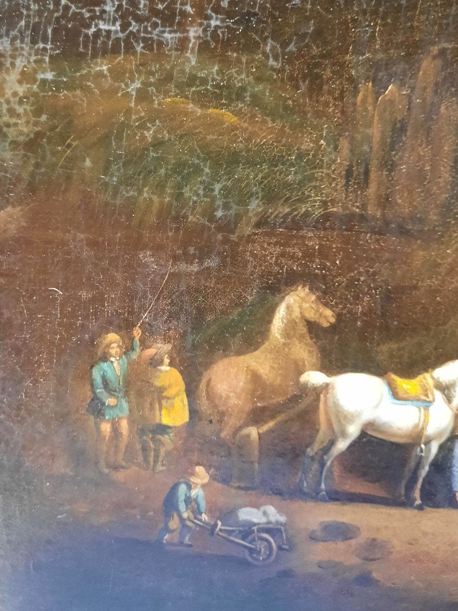 École Française "Scène d'écurie" XIXème -photo-1