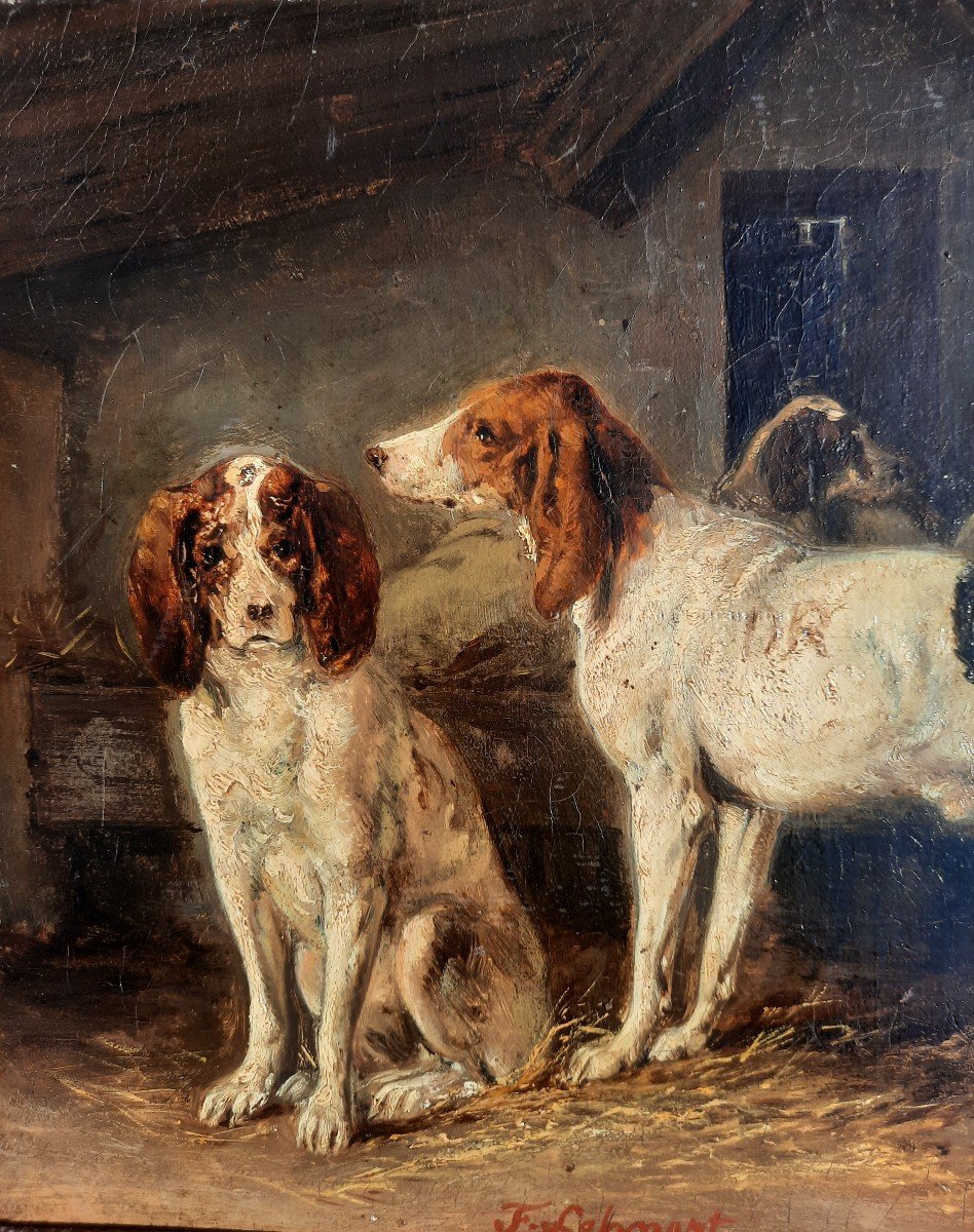 Meute de chiens "Pierre Frédéric Lehnert" époque XIXème -photo-1