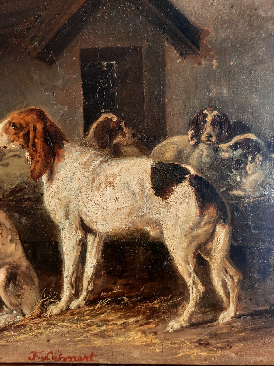 Meute de chiens "Pierre Frédéric Lehnert" époque XIXème -photo-2