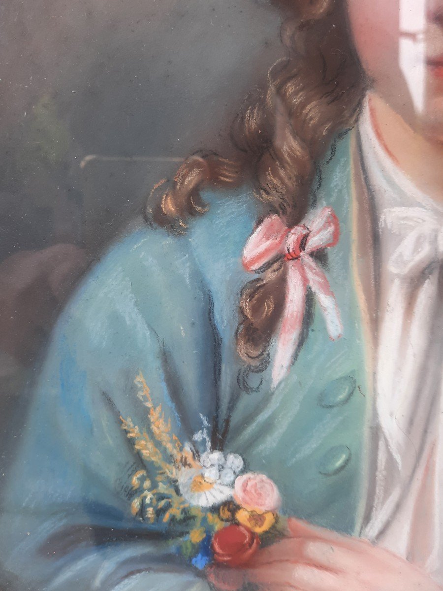 Portrait d'une jeune fille aux fleurs XIXème -photo-2