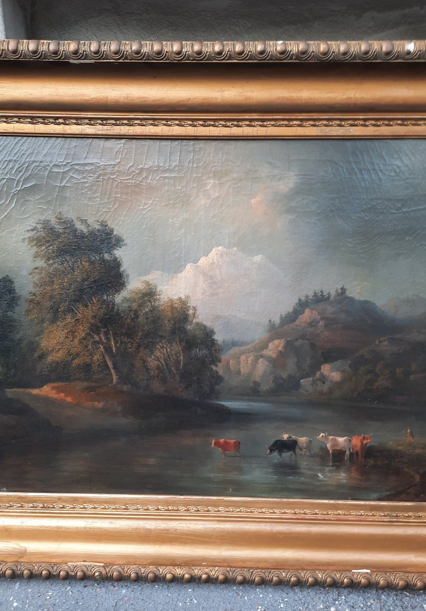 19th Century Mountain Landscape Scene-photo-3