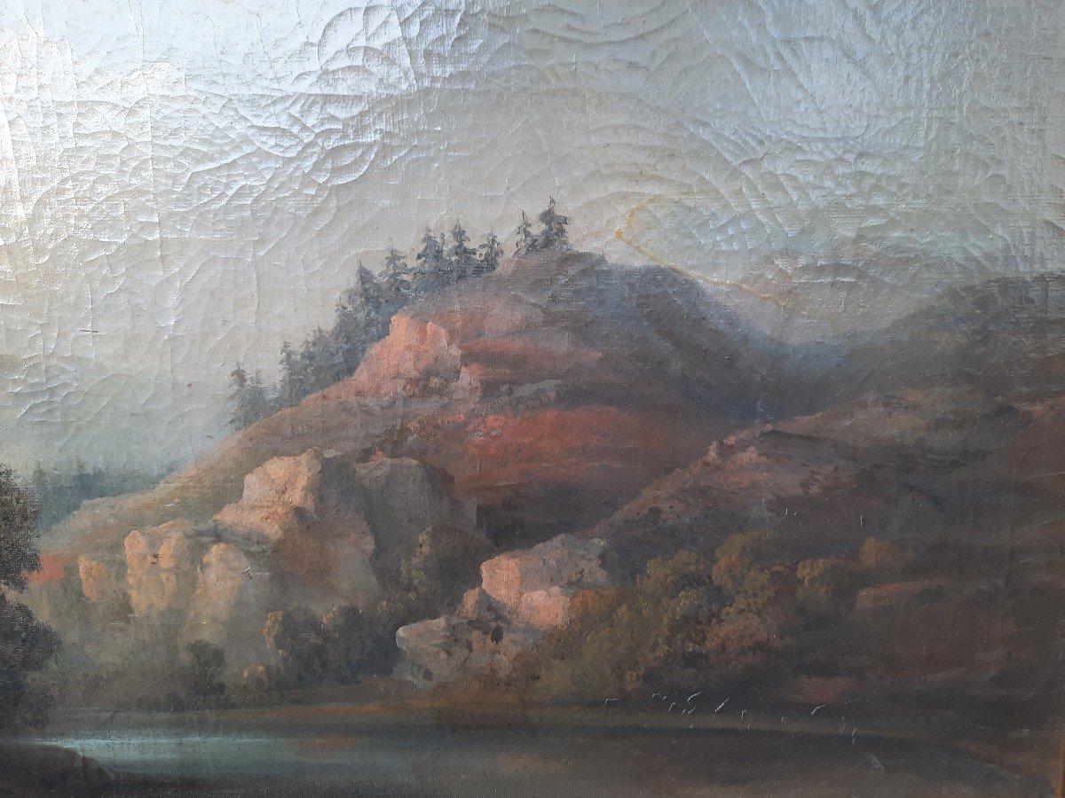 19th Century Mountain Landscape Scene-photo-3