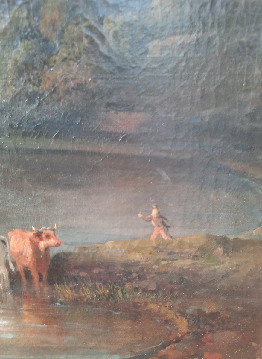 19th Century Mountain Landscape Scene-photo-4