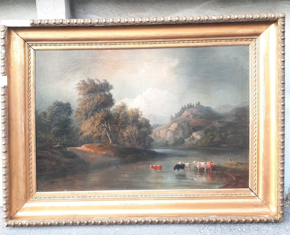 19th Century Mountain Landscape Scene