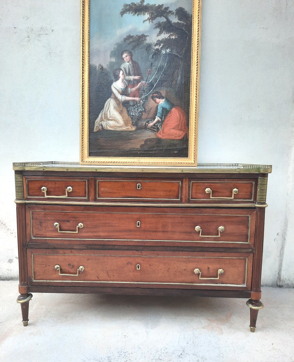 Louis XVI Period Chest Of Drawers In 18th Century Mahogany-photo-2