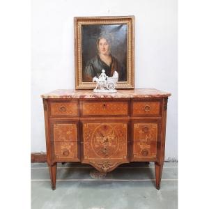 Commode de style Louis.XVI en marqueterie époque XIXème 