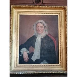 Painting Portrait Of Woman With Beautiful Frame Late 19th