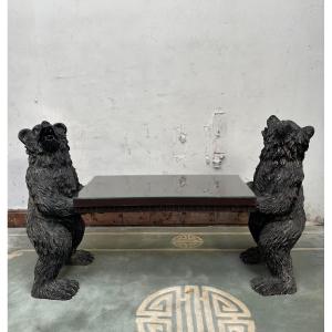 Bench Held By Two Bears