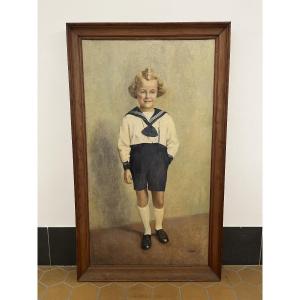 Large Portrait Of A Young Girl 20th Century