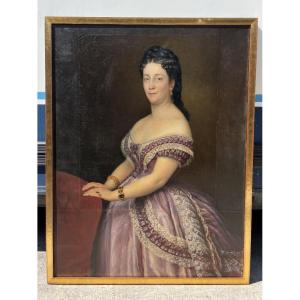 Portrait de femme en robe Époque XIXÈME