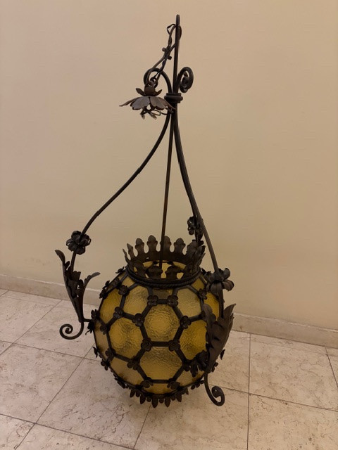 Grand  lustre en fer forgé-photo-3