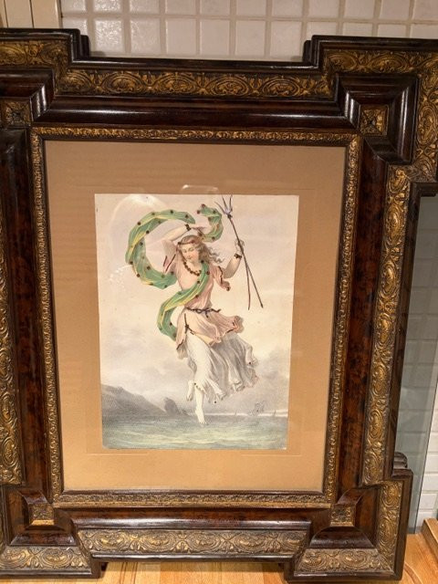 A Pair Of Watercolors Depicting Two Allegorical Figures: XIX-photo-4