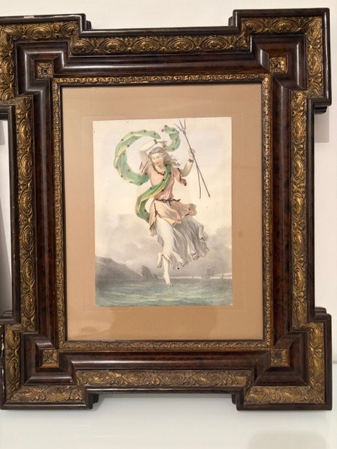A Pair Of Watercolors Depicting Two Allegorical Figures: XIX-photo-7