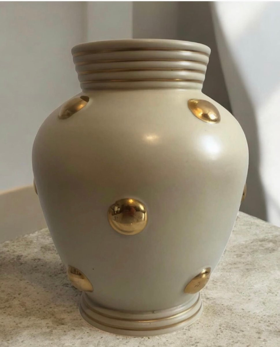 Rometti, vase en céramique ivoire -photo-1