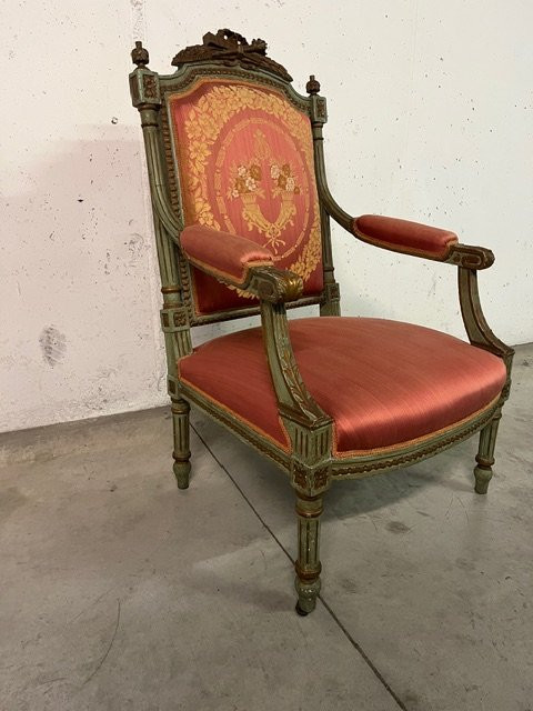Paire fauteuils  de style Louis XVI-photo-3
