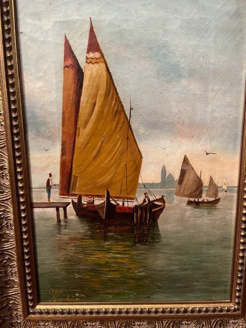 Seascape, Oil On Canvas, G. Marchini -photo-3