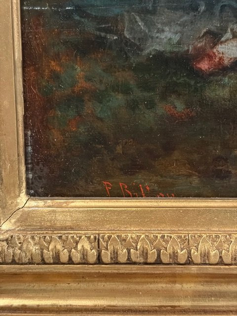 Tableau représentant deux jeunes femmes, Paul L. Billou (1821-1868)-photo-7