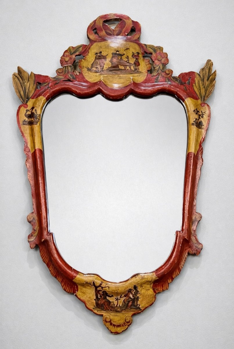Venetian Lacquered Mirror, 19th Century-photo-1