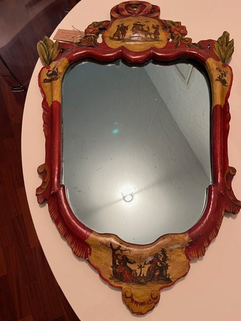 Venetian Lacquered Mirror, 19th Century-photo-2
