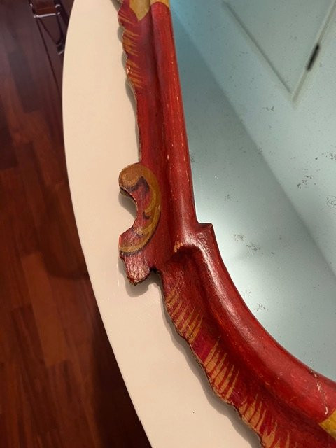 Venetian Lacquered Mirror, 19th Century-photo-4