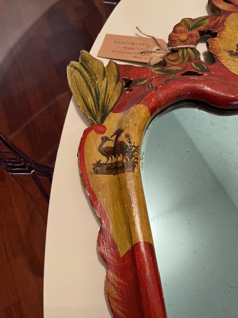 Venetian Lacquered Mirror, 19th Century-photo-5