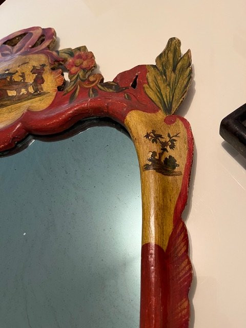 Venetian Lacquered Mirror, 19th Century-photo-7