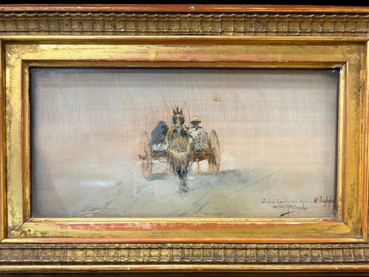 Painting, Landscape With Figures, Salvatore Petruolo (1857-1942)