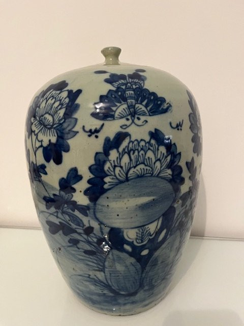 Potiche en porcelaine bleue et blanche, Chine XIXe siècle-photo-4