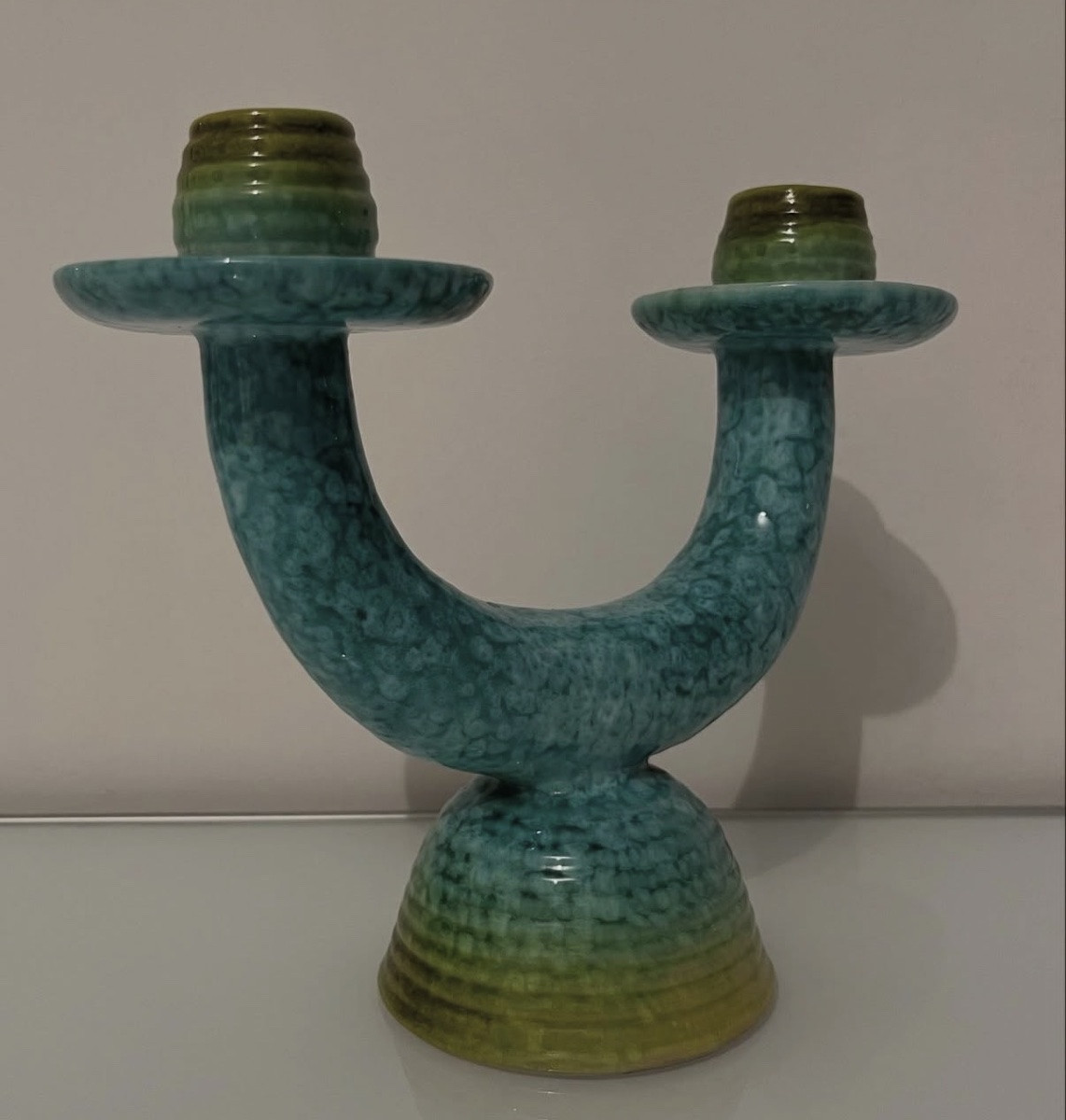 Polychrome Ceramic Candlestick By Rometti Umbertide-photo-2