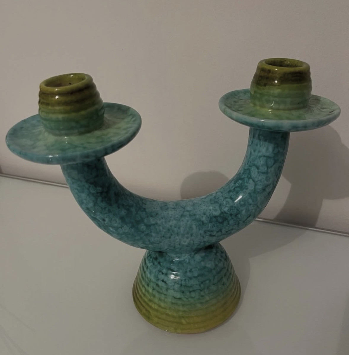 Polychrome Ceramic Candlestick By Rometti Umbertide-photo-4